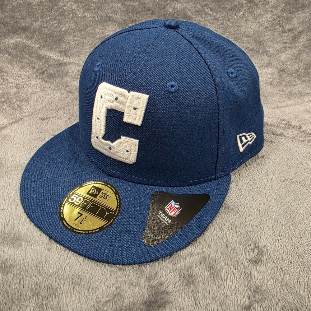 New Era Indianapolis Colts 59FIFTY Fitted Hat Size 7 5/8 Blue NFL Cap Omaha